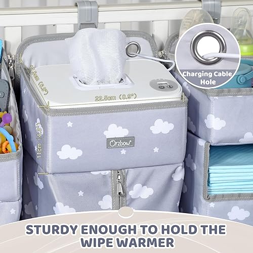 Miniatura 2 de Orzbow Organizador de pañales colgante XL para artículos esenciales del bebé, apilador de pañales extraíble 3 en 1, organizador de mesa cambiadora