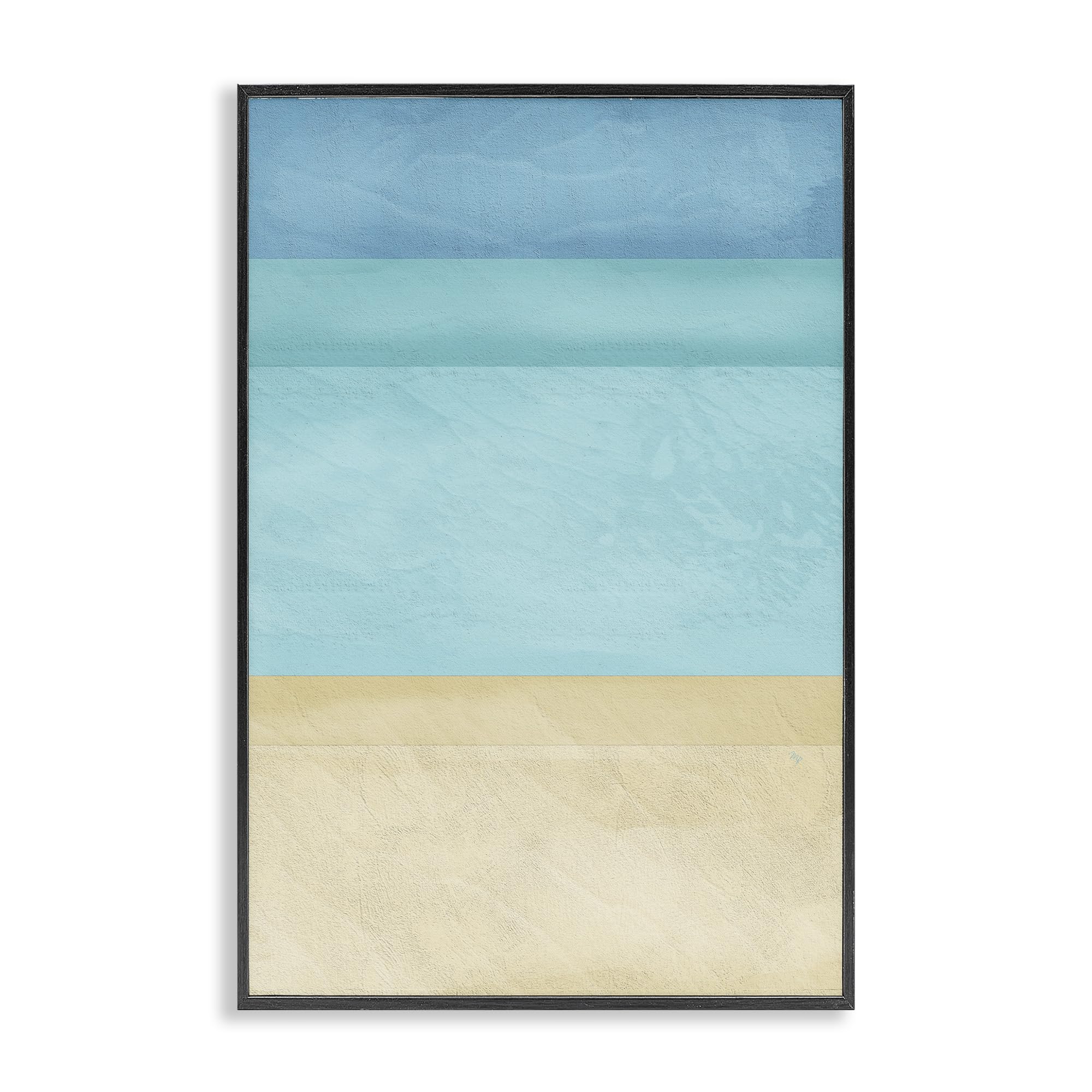 Stupell Industries Midnight Black (Textured) 'Abstract Beach Coastal Color Block'| Framed Giclee Art