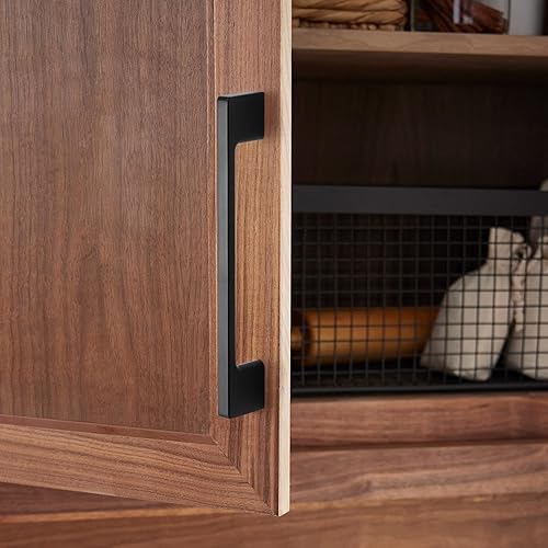 Miniatura 5 de TUNNY Paquete de 10 manijas clásicas de gabinete de 5 pulgadas5.039 in de distancia entre tornillos, manijas negras mate para muebles para armarios