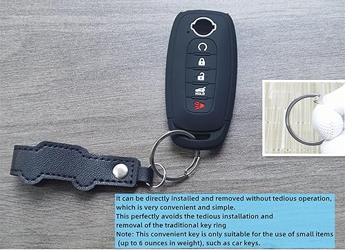 Miniatura 3 de 2 llaveros inteligentes de silicona para Nissan Pathfinder Rogue 2024 2023, 5 botones (negronegro con rojo)