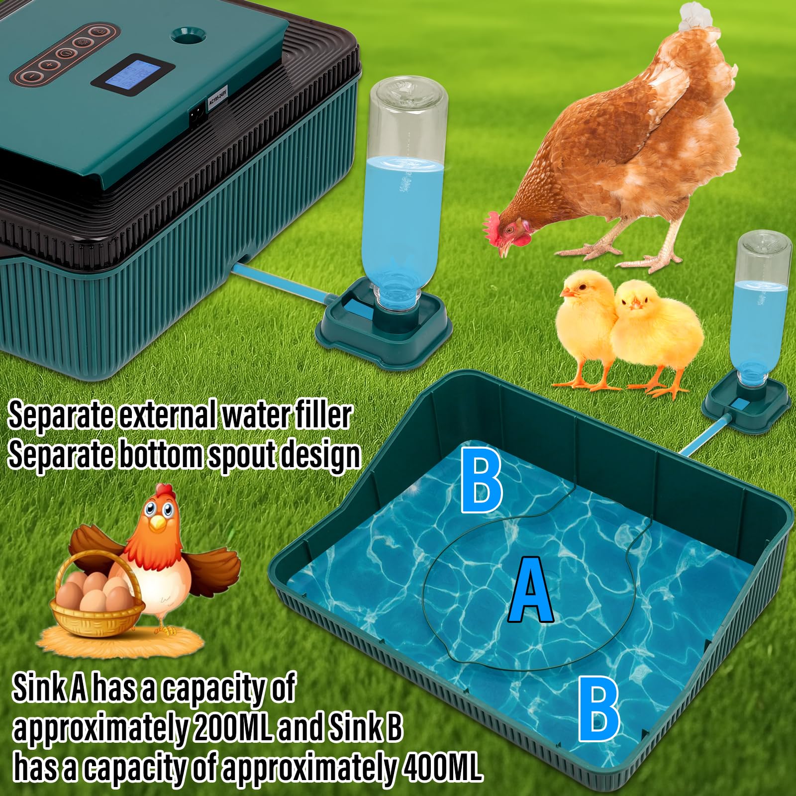 Incubadora AutomáTica de 25 Huevos con Volteo AutomáTico, Pantalla LED MultifuncióN y Control de Temperatura y Humedad Para Pollos, Patos y Ocas