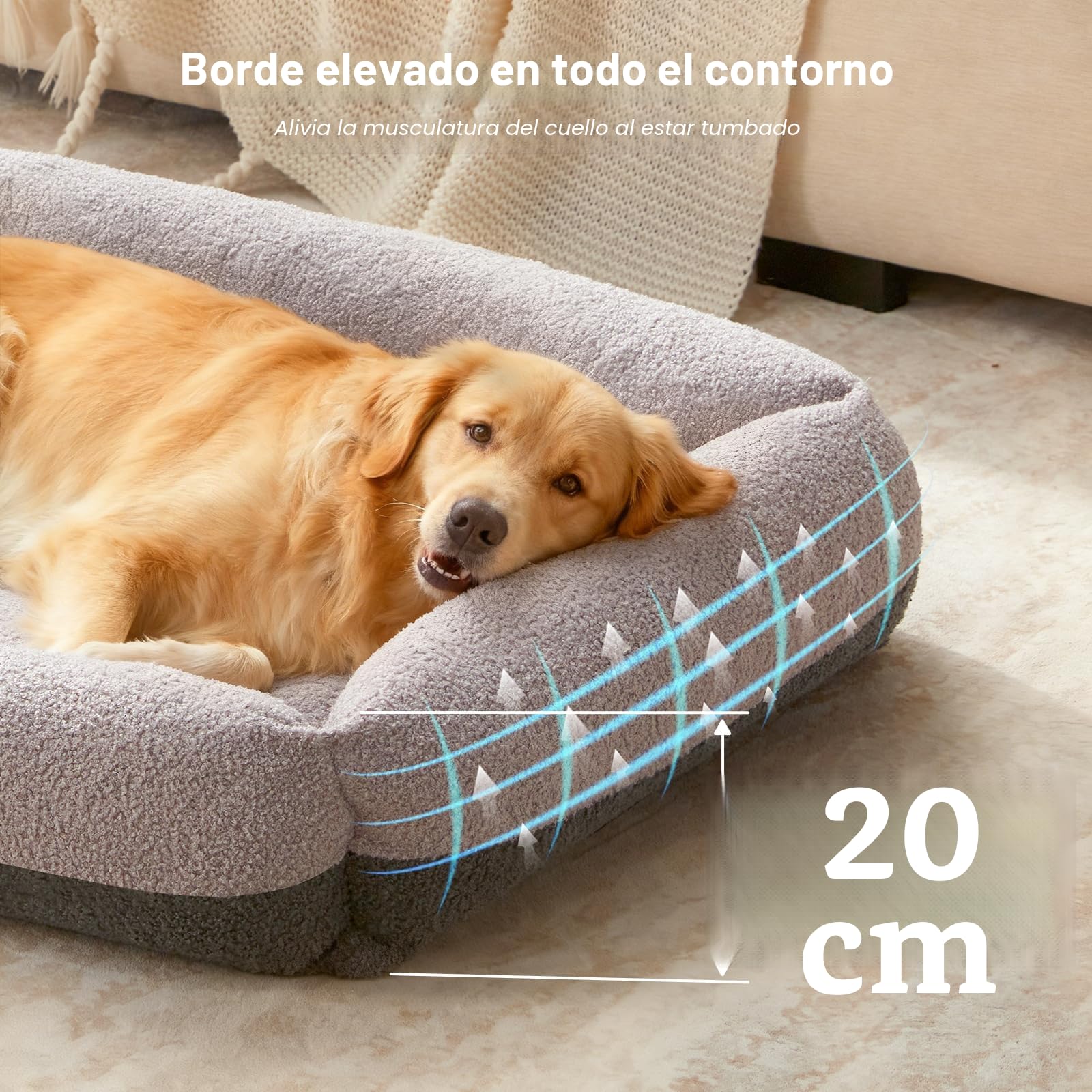 Pawk Cama Perro, Cama Perros Medianos Desmontable Lavable, Cesta para Perros Antideslizante Suave Anti-ansiedad Sofá Perro, 76x61x20cm