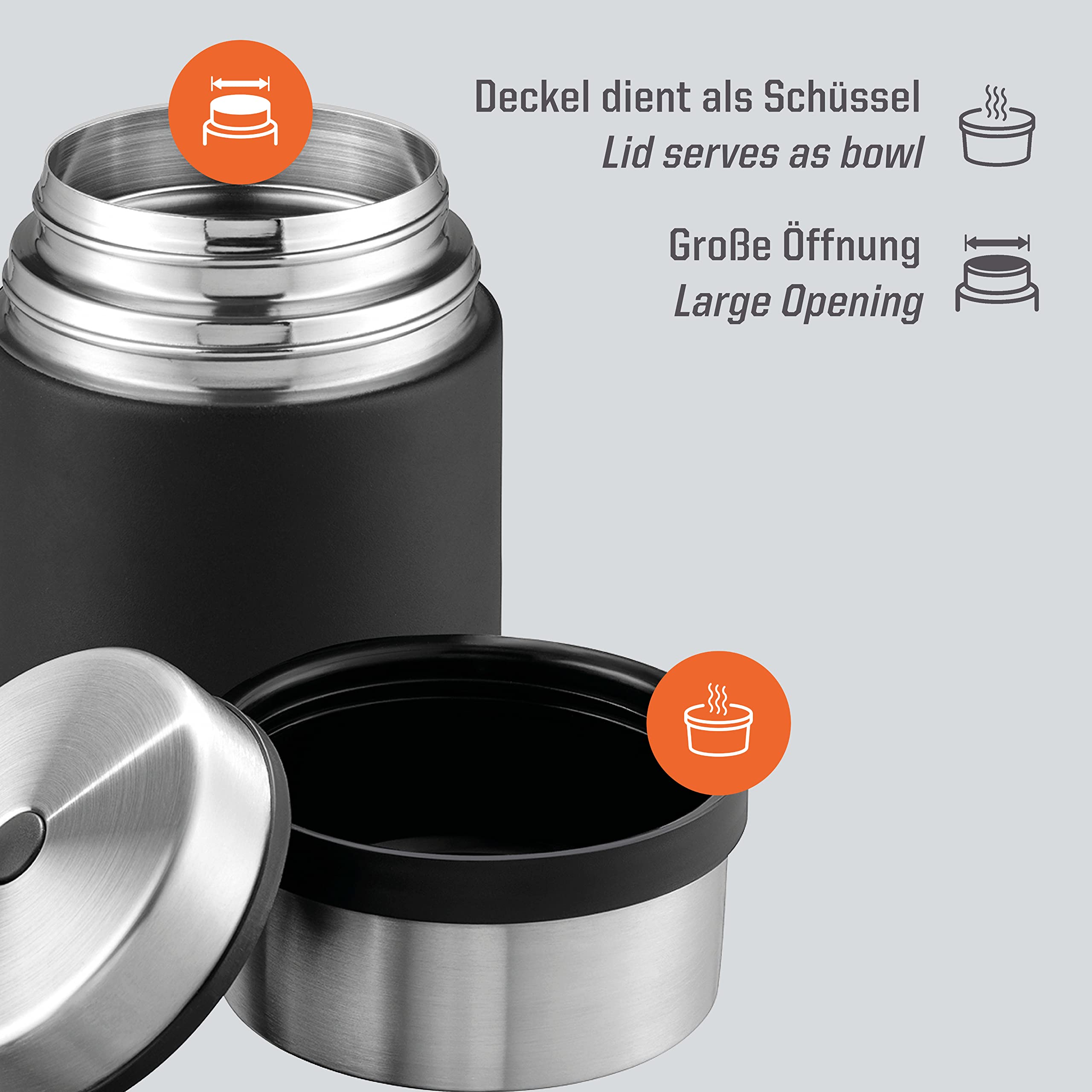 Esbit Thermobehälter Sculptor für Essen - Warmhaltebehälter 500 ml in Stone Grey - aus Edelstahl für warme und kalte Speisen