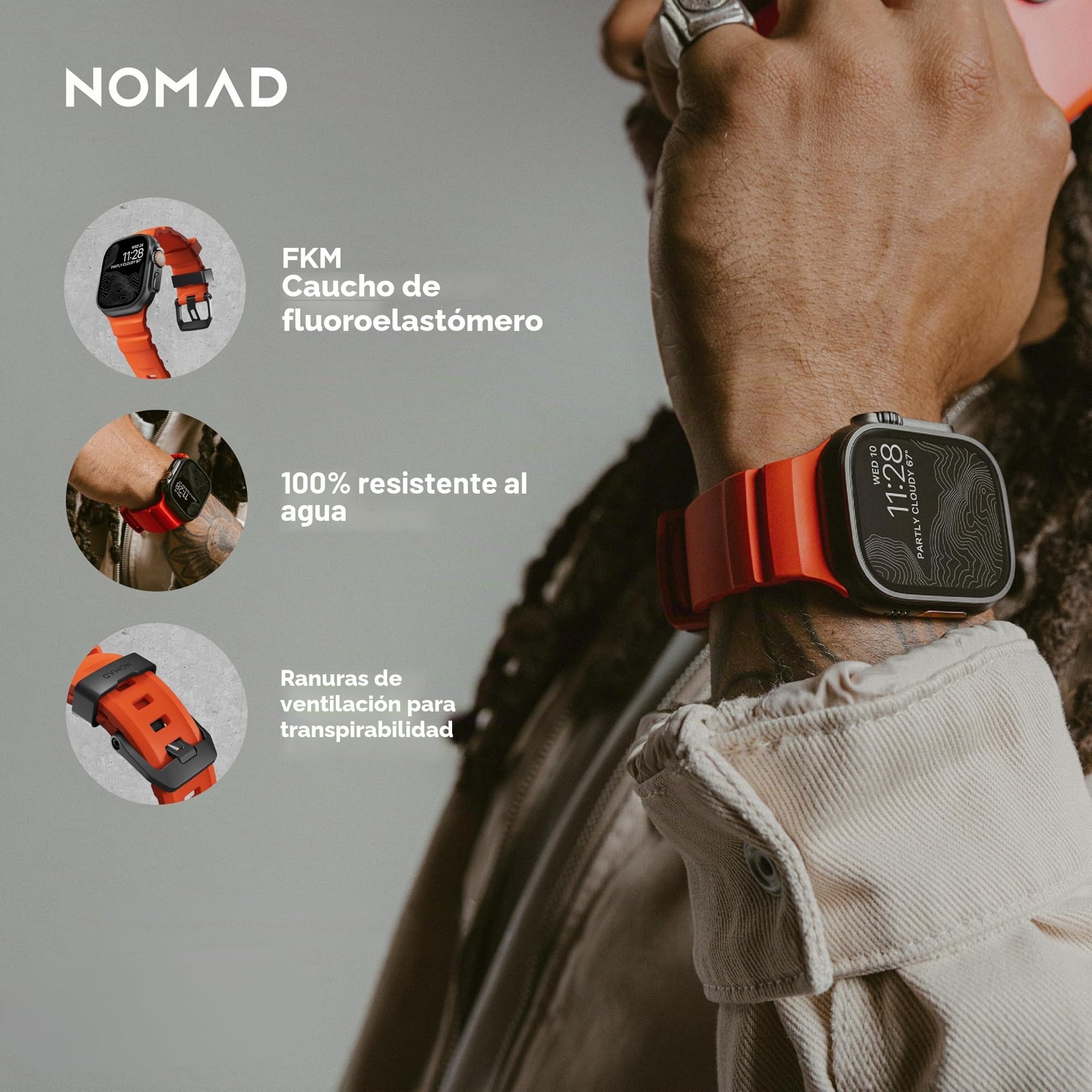 NOMAD Correa Deportiva Apple Watch, Rocky Point, con Herrajes De Titanio
