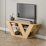 JV Home Pipralla Collection TV Stand Élégant Unité de divertissement TV Cabinet pour salon, Chambre Adaptée jusqu'à 50” (Chêne)