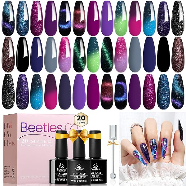 Beetles Gel Nail Polish Set Base Matte Glossy Top Coat Gift for Women