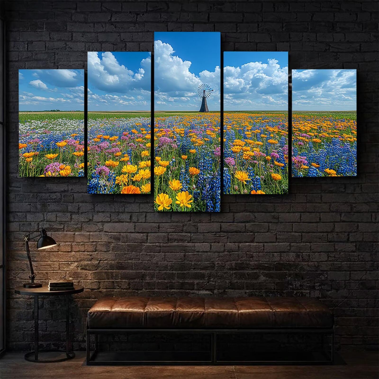 5 Pack Leuchtend Malen Nach Zahlen Erwachsene Blume Drei Größen YCBZ-0331 | DIY Set Erwachsene mit Pinselset Acrylfarben Set Fünf Leinwand zum Bemalen Windmühle für Deko Wohnzimmer Geschenke für Frauen