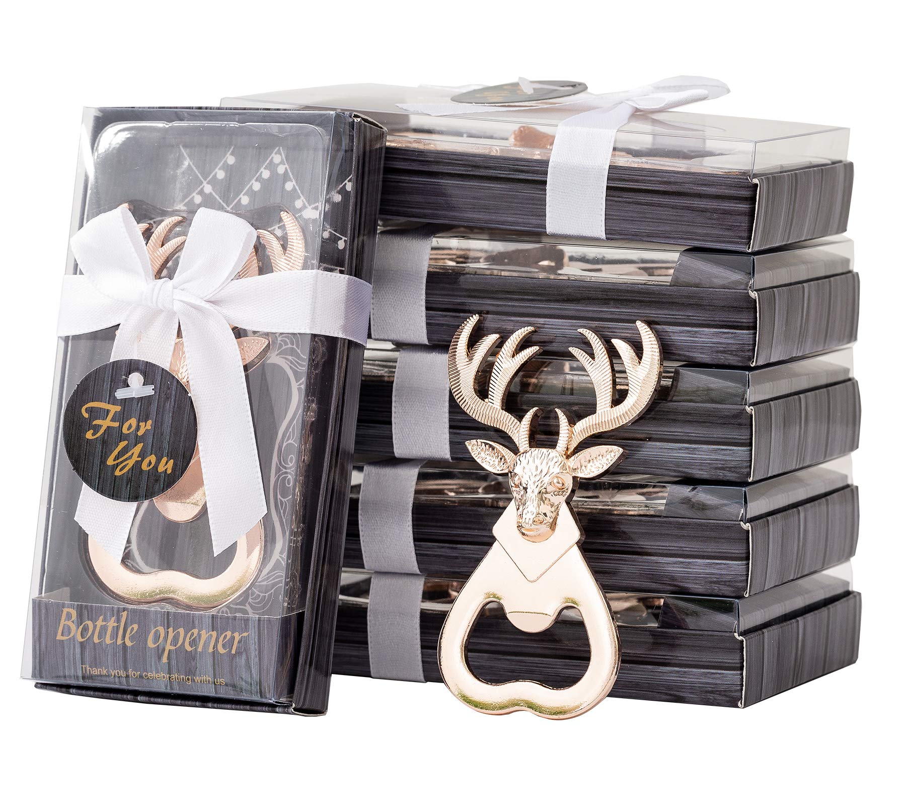 YKLIGTN24Pcs Reindeer Bottle Openers for Wedding , Bridal Shower or Baby Shower Party Favors Gifts for Guests Christmas Decorations Souvenirs with Individual Package…