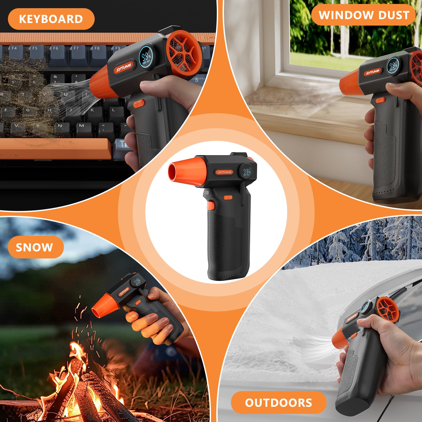 Druckluft-Staubwedel-130000 U/min Super Power Akku-Luftstaubwedel Winddruck mit LED-Licht, 3-Gang einstellbares Gebläse für PC, Tastatur, Outdoor, Haus und Auto