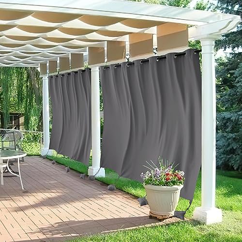 Vista 81 de RYB HOME Cortinas para exteriores resistentes al viento, bolsas con peso adjuntas, cortinas opacas de 84 pulgadas de largo, cortinas térmicas Beige