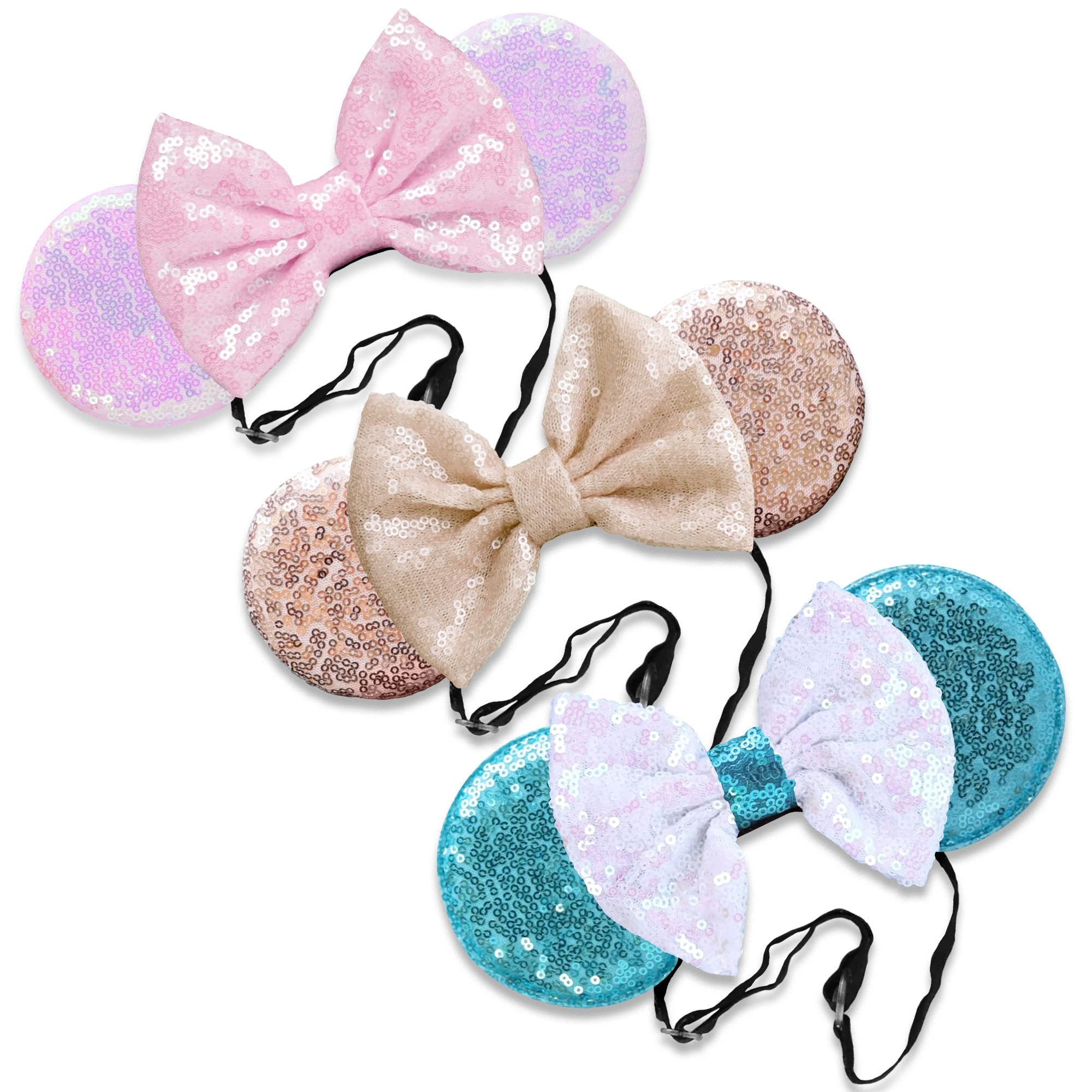 Cerchietto con orecchie di Minnie Mouse con paillettes e strass