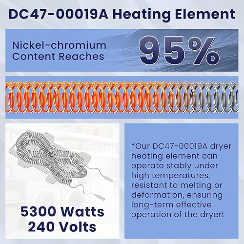 Miniatura 4 de Elemento calefactor del secador DC47-00019A compatible con secador Samsung dv42h5000ewa3 dv45h7000ewa2 dv48h7400ewa2 dv40j3000ewa2 dve50m7450wa3