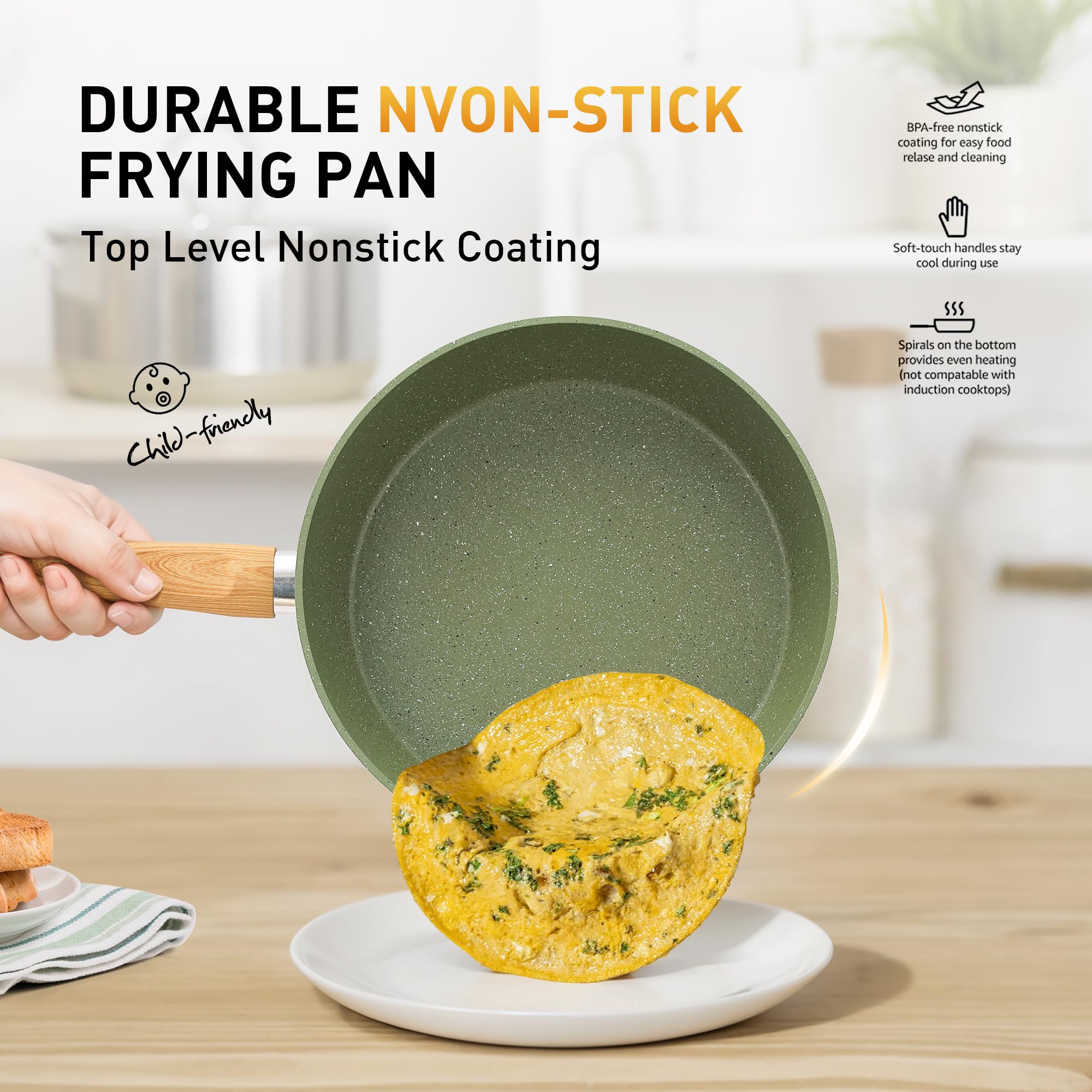 DishDelight Induktions-Kochgeschirr-Set mit Grillplatte 17-teiliges Induktions Töpfe Set Topf und Pfannenset mit Deckel Granit Antihaftbeshichtung Topfset Kochtopf