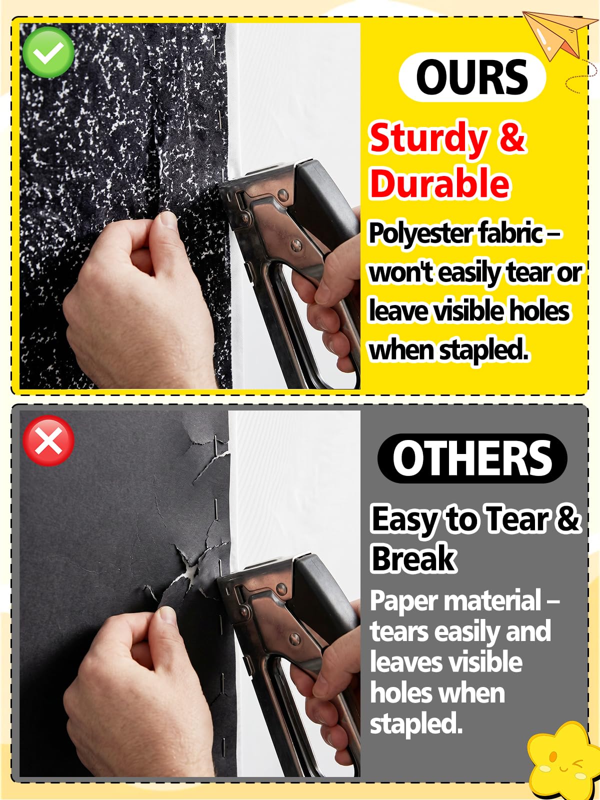 1,2 x 3,6 m Komposition Notizbuch Pinnwand Stoff – reißfester Polyester-Hintergrund für Klassenzimmer, Dekoration, Lehrer, Schulanfang, Bastelbedarf