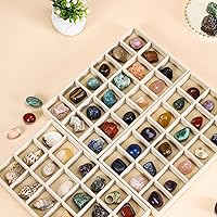 Vista 8 de Acrylic Rock Collection - Vitrina con 54 compartimentos de almacenamiento de rejillas, cajas de colección de rocas, organizador de exhibición