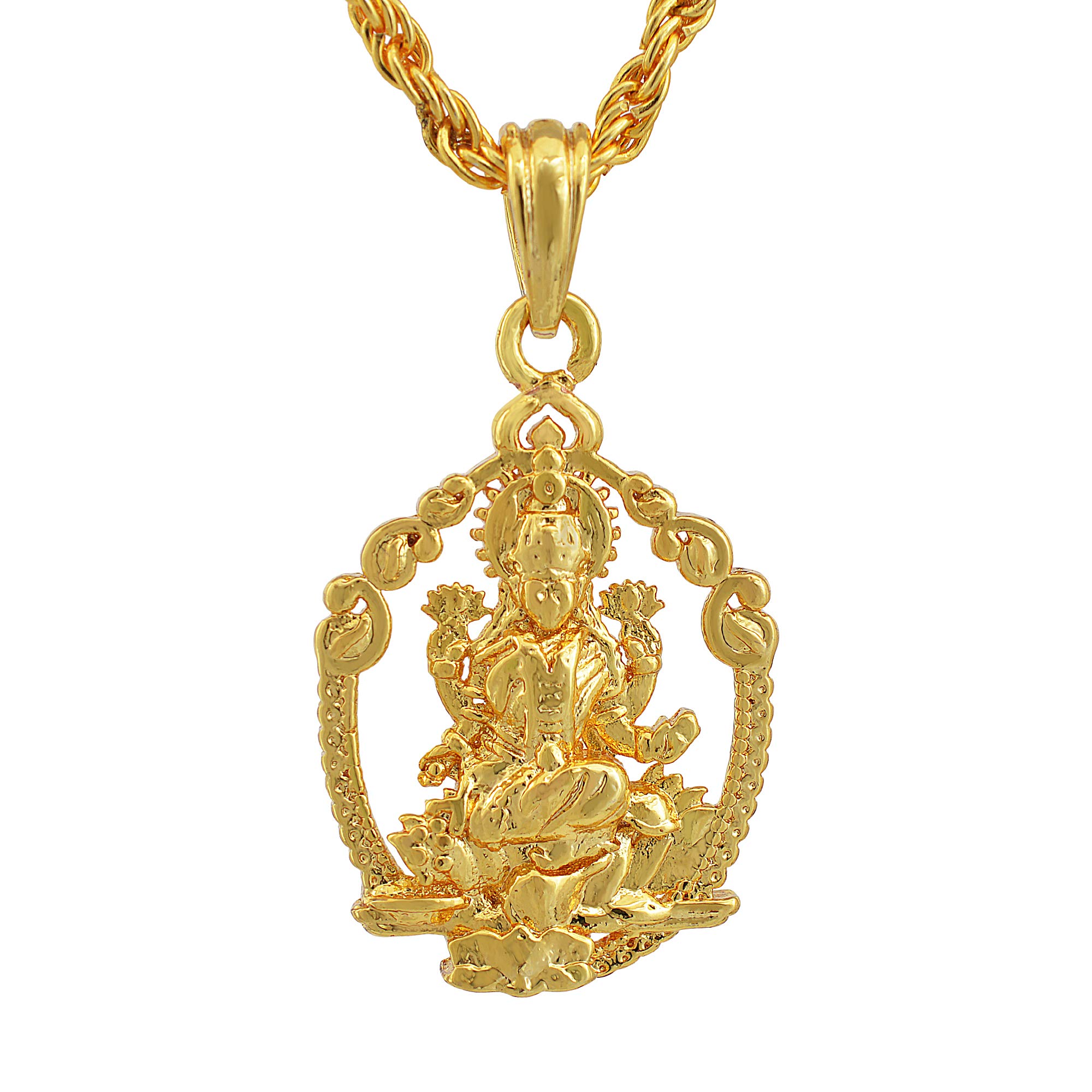 Maggam Work Laxmi Pendant Designs Memoir Gold Plated Brass Goddess