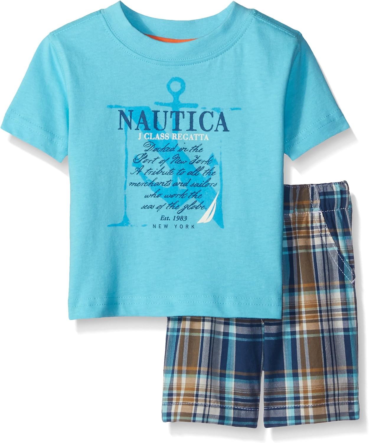 Nautica baby-boys Graphic Tee With Pull on Short Set