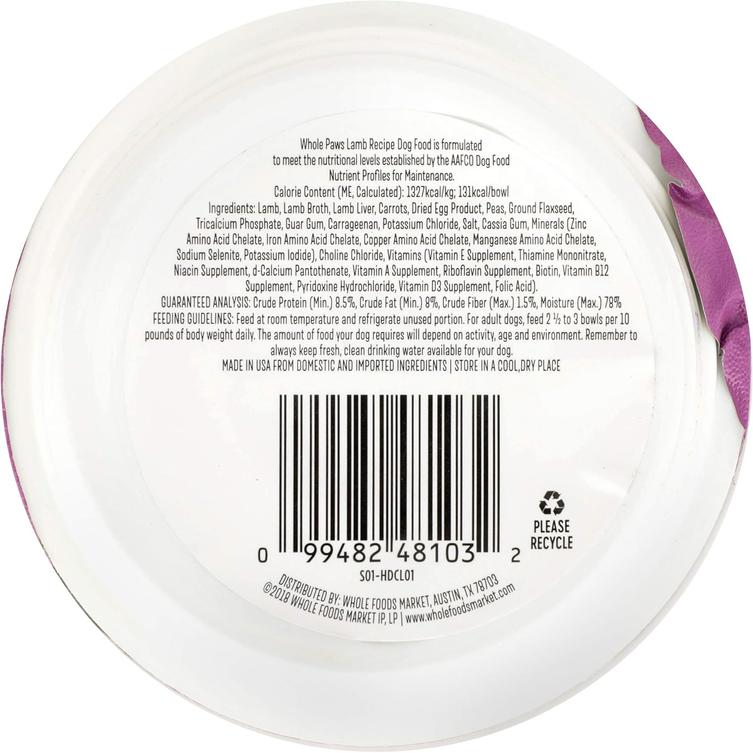 Whole Paws Grain Free Premium Dog Food, Lamb Recipe, 3.5 Oz (Pack of 6)