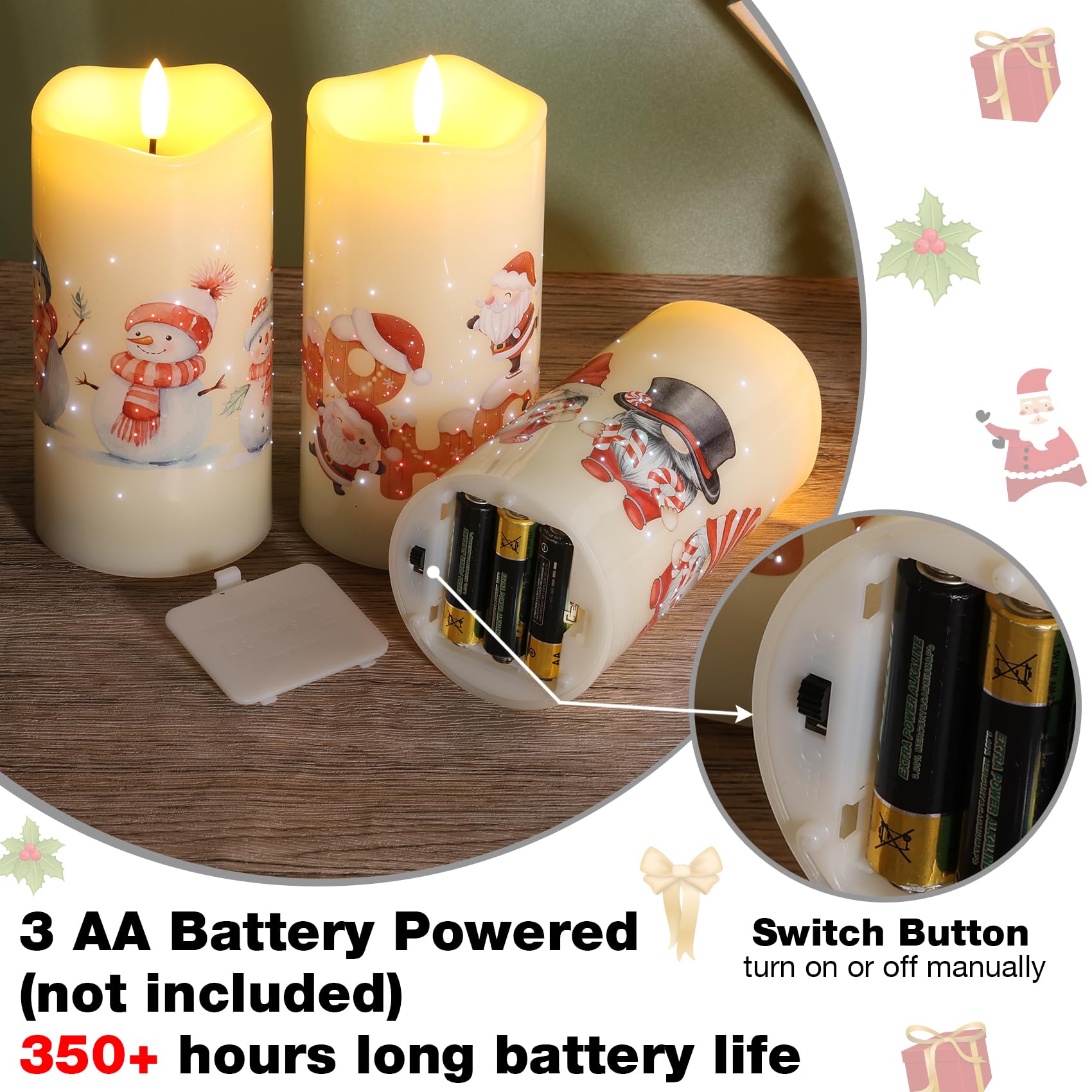 Eywamage Lot De 3 Bougies Piliers Sans Flamme Avec T L P 847427