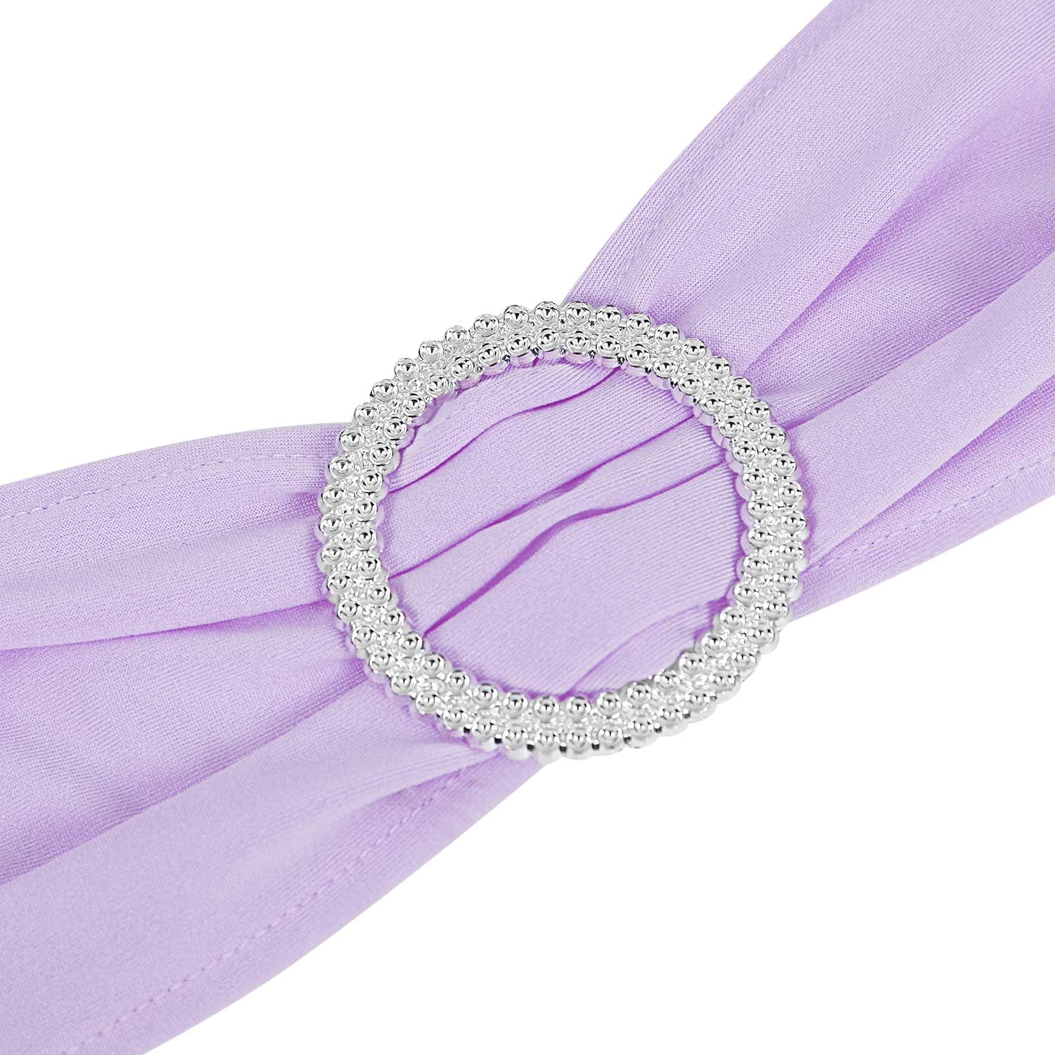 Peomeise 100pcs Lavender Spandex Chair Sashes with Buckle Slider for Wedding, Party Decoration