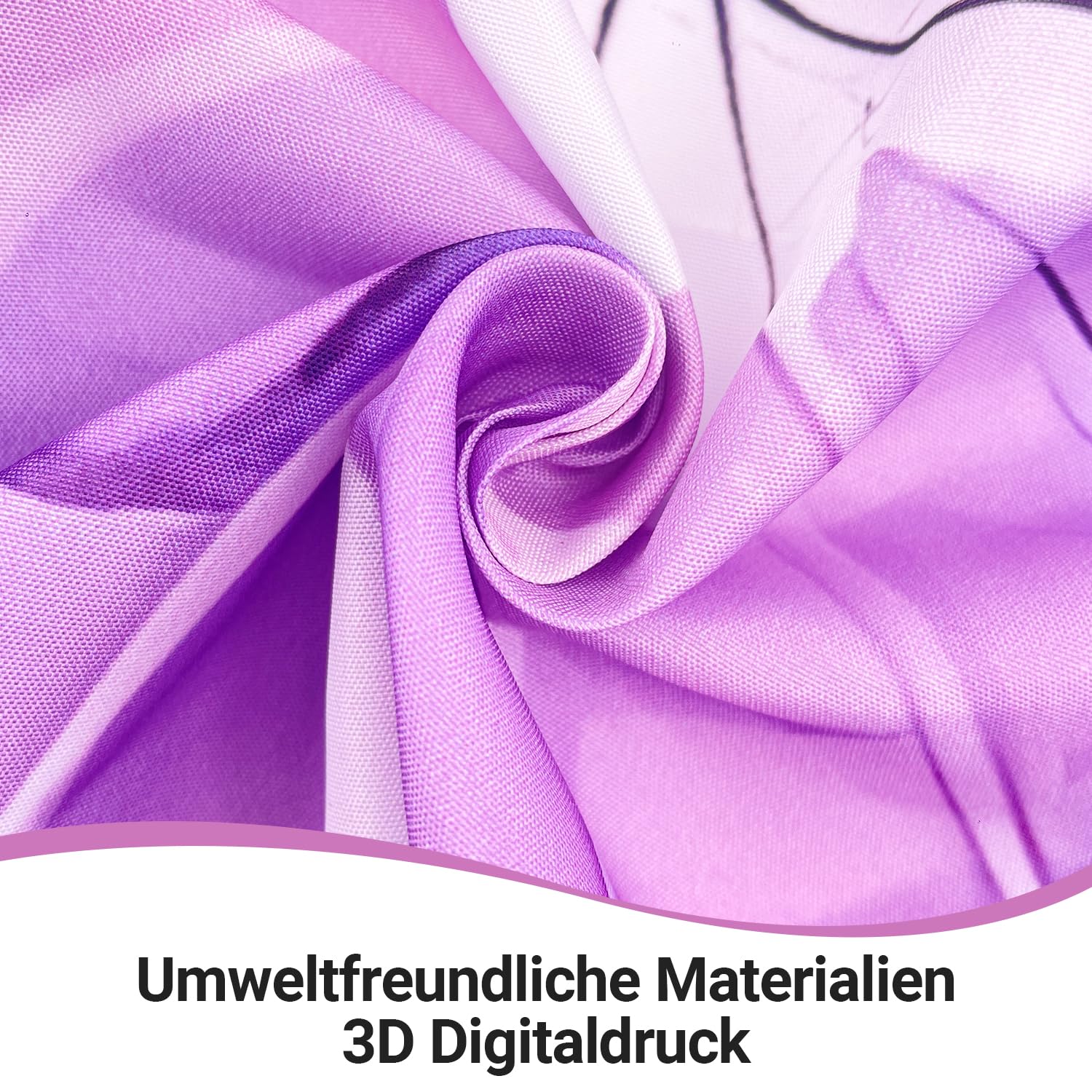 Lerores Shower Curtain, 180 x 200 cm, Purple Flower Butterfly, Weighted Hem, Anti-Mould, Water-Repellent - Image 3