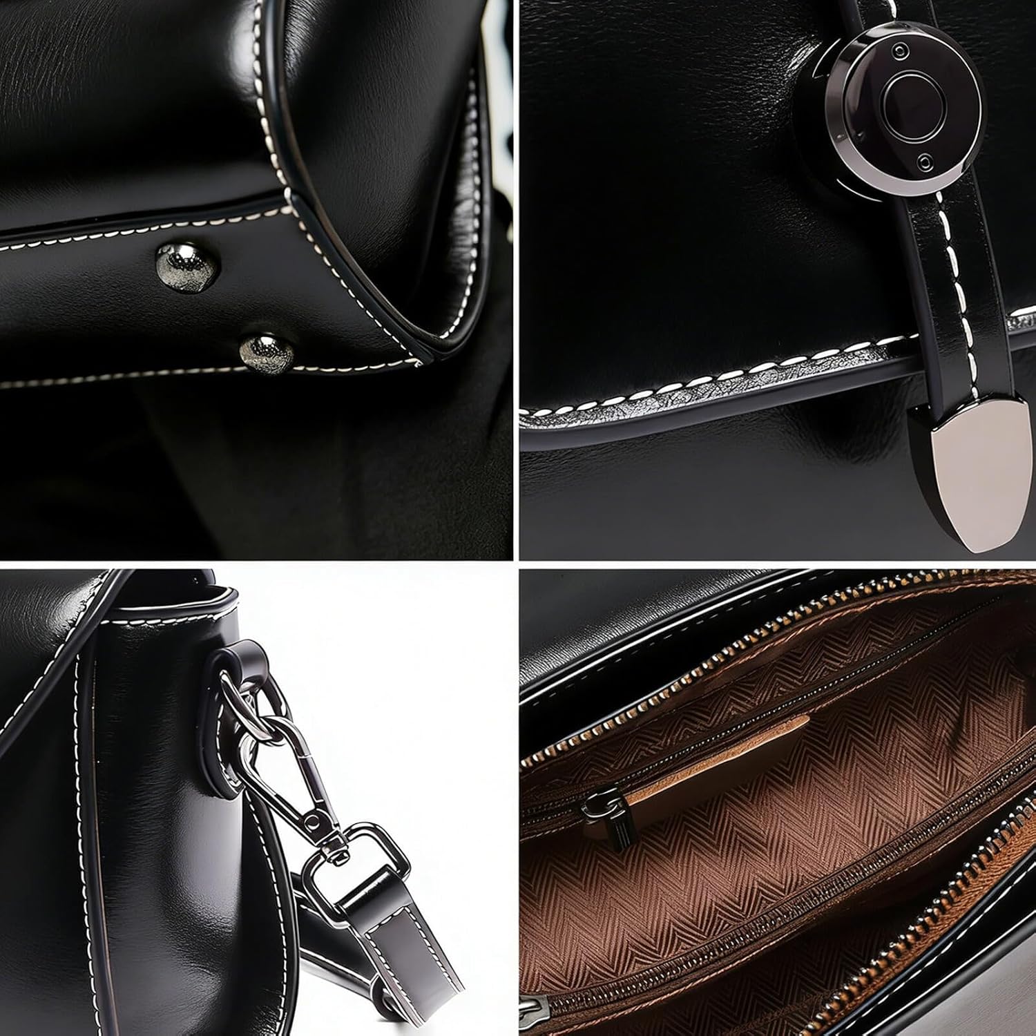 Handmade Small Purses for Women, Black Crossbody Bags for Women Classic Top Handle Dome Satchel Bag | Genuine Leather, Scratch resistant, Stain resistant, Holds shape well, Soft yet structured, Smooth hand feel