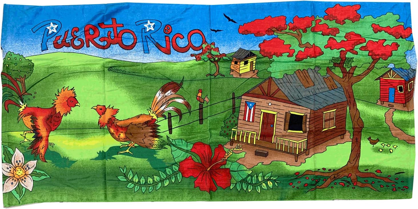 Puerto Rico Beach Towel Gallos Casa Tipica