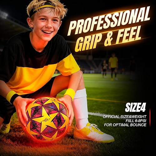 Miniatura 7 de Light Up Soccer Ball Glow in The Dark Size 3/4/ 5 Indoor&Outdoor Sports Gifts Birthday Ideas for 3-15+ Boys, Girls, Teens with Pre-Installed