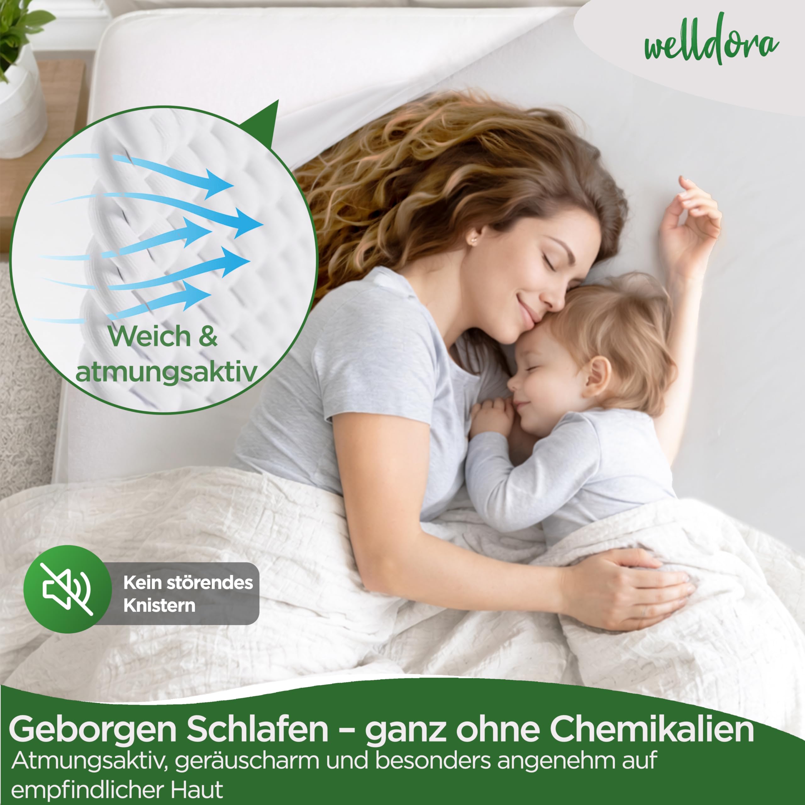 Welldora ǀ Premium Milbenbezug Matratzen 90x200x20 ǀ Fachärztlich getesteter Allergiker Matratzenschoner ǀ Anti Milben Bettwanzen Encasing mit Reissverschluss ǀ Allergiker Bettwäsche