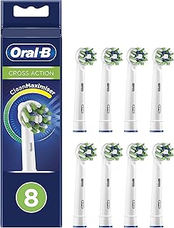 Oral-B CrossAction Cabezales de Recambio Tamaño Buzón, Pack de 8 Recambios Originales con Tecnología CleanMaximiser para Cepillos de Dientes Eléctricos