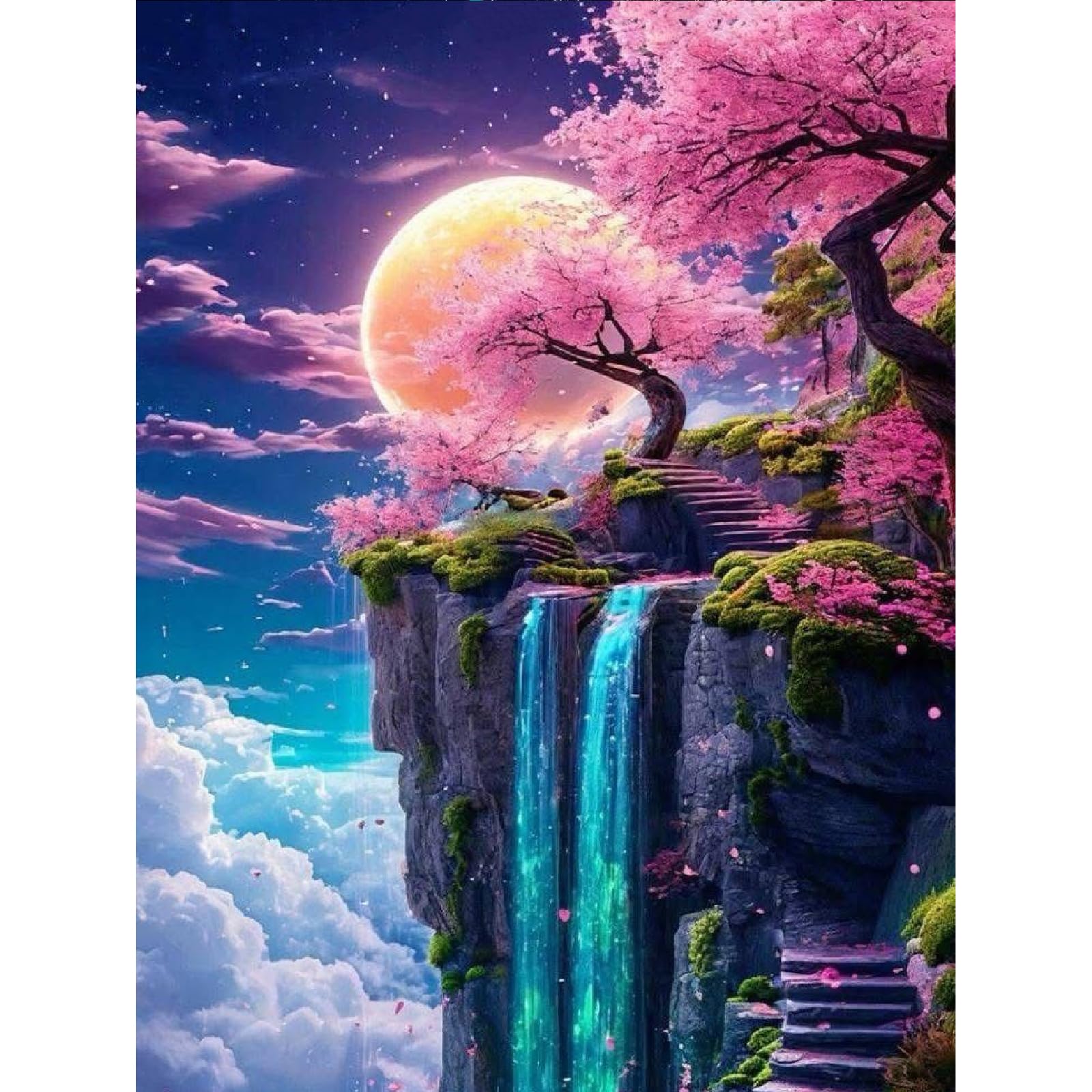 pchmcu 5D Diamond Painting Kits for Adults Waterfall Moon Landscape Diamond Painting Kits for Beginners DIY Round Art Kits for Adults Home Wall Decor 30.5X-image-31