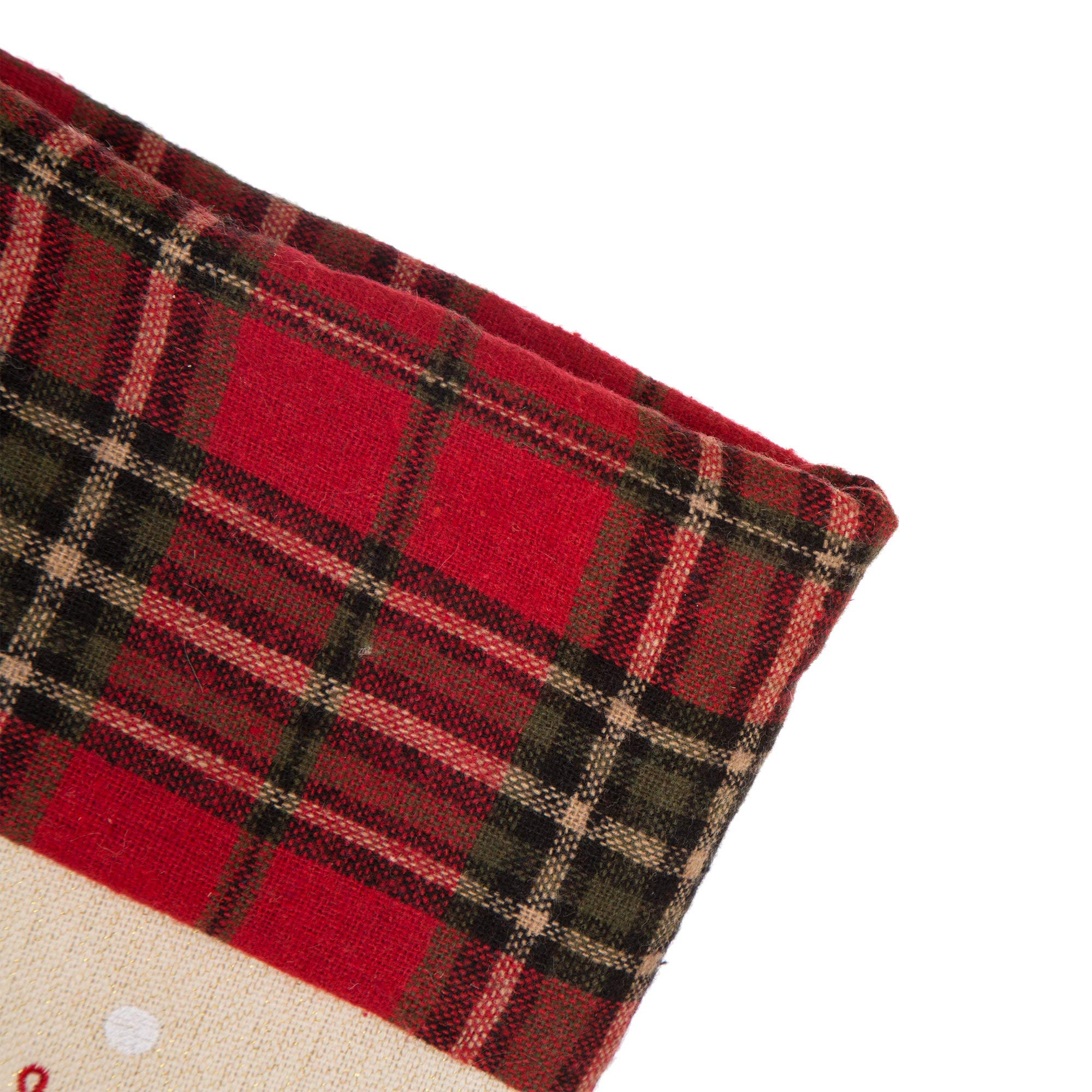 Glithome Chaussette de Noël en lin brodé avec crochet Motif camion Rouge 53,3 cm