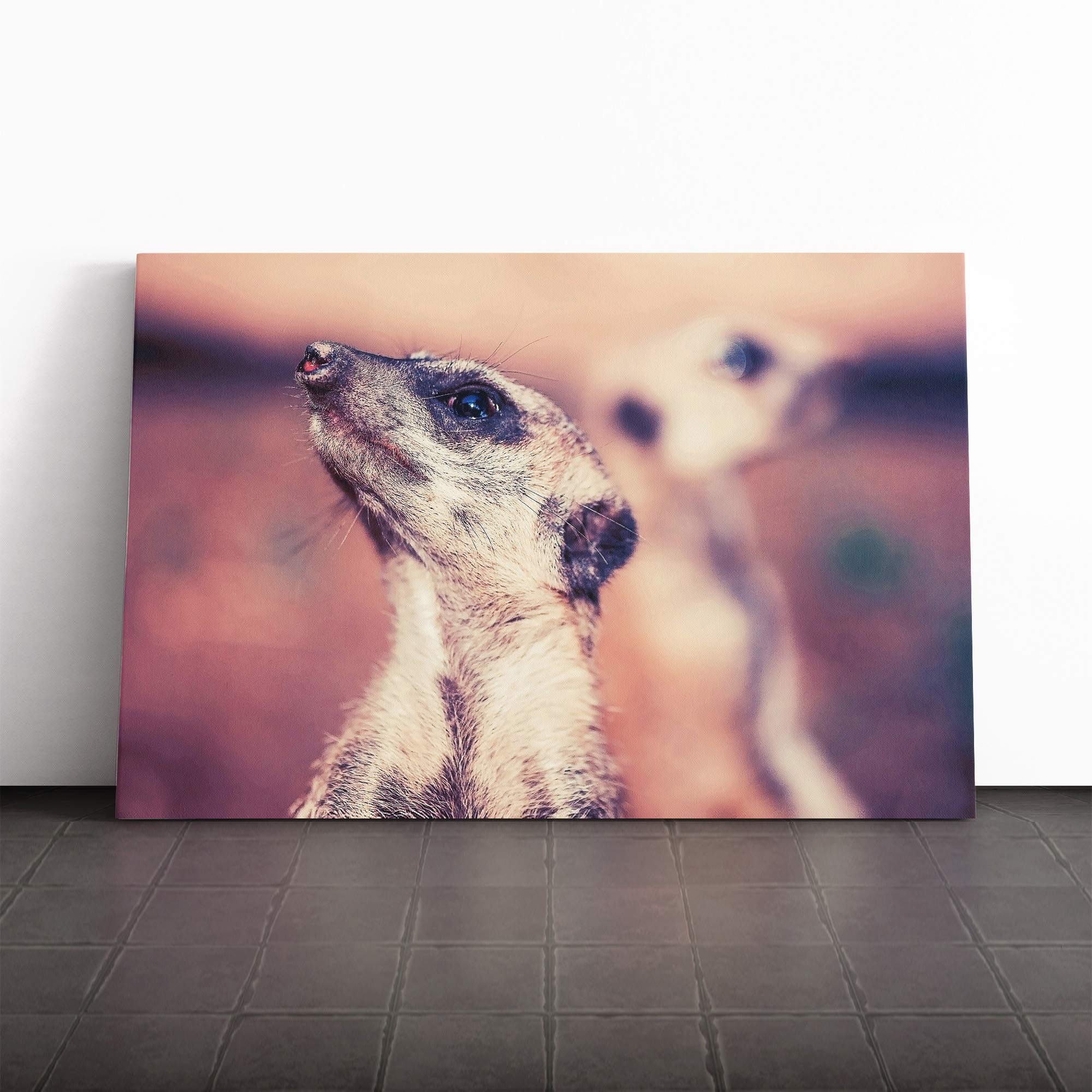 Meerkats Canvas Print | Gallery Wrapped 30mm Frame Wall Art | 24x16 inches | Ready to Hang | Modern Picture | Living Room Bedroom Lounge Office