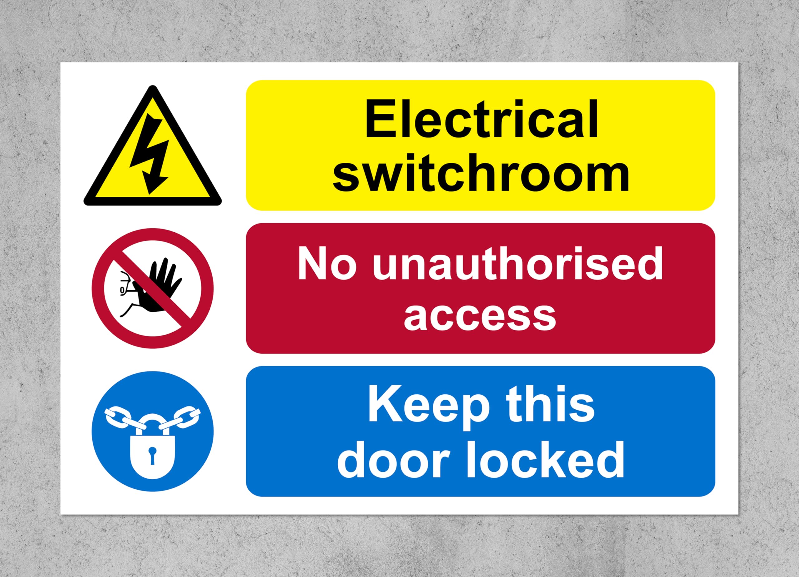 Electrical switchroom keep this door locked safety sign - 3mm Aluminium sign (300mm x 200mm)