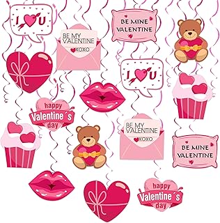 Valentine Day Decoration Hanging Swirls - Pack of 30, Valentines Day Decor | Valentines Swirls, Valentines Day Hanging Decorations | Valentines Day Tree Decorations | Valentines Hanging Decorations