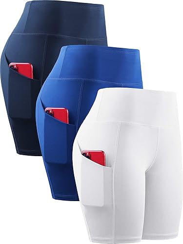 NELEUS Women's 3 Pack Athletic Shorts for Biker Running Workout with Pocket