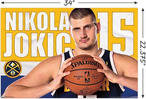 Miniatura 3 de Trends International NBA Denver Nuggets - Póster de pared Nikola Jokic 19, 22.375 x 34 pulgadas, versión sin marco