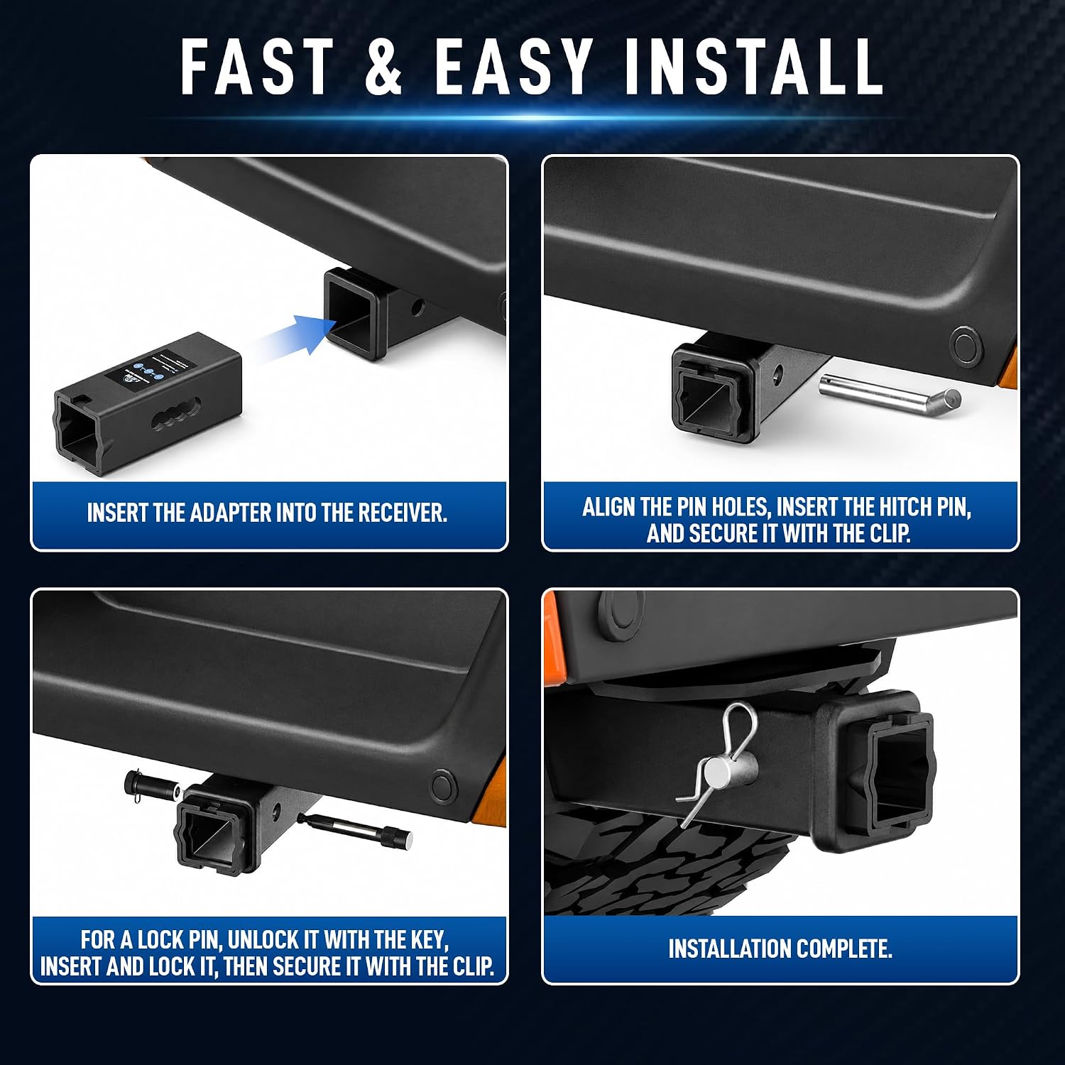 3" to 2-1/2" & 2.5" to 2" Trailer Hitch Receiver Adapter Reducer Set with Lock & Hitch Pin, 3 & 2.5 & 2 inch Towing Sleeve Convertor for Truck, RV, Tractor, Boat, Bike & Cargo Carrier, 2-Pack
