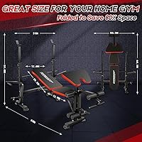 Vista 5 de OPPSDECOR 900lbs 6 in 1 Weight Bench Set with Squat Rack, Workout Bench with Leg Extension Preacher Curl Rack Multi-Function Bench Press Set for