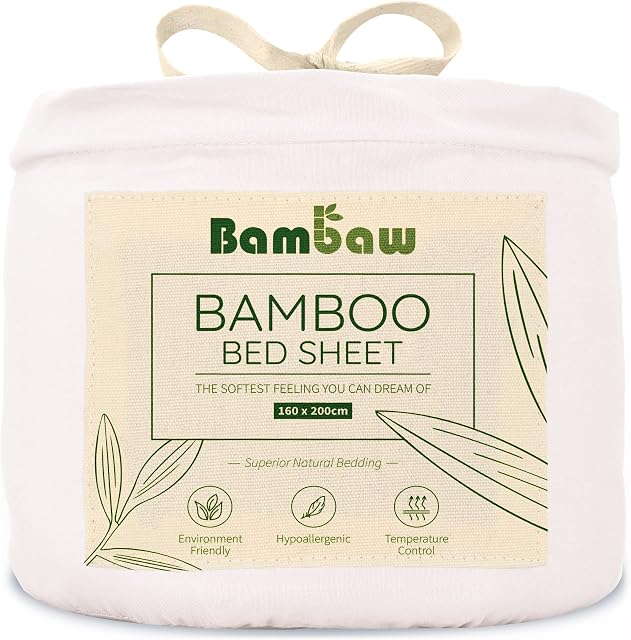 White Fitted Sheet King Size | Bamboo Fitted Sheet King Size | King Size Deep Fitted Sheet | Cool Bed Sheets | White King Size Fitted Sheet | Vegan Bedding | Hypoallergenic Bedding | 160x200 | Bambaw