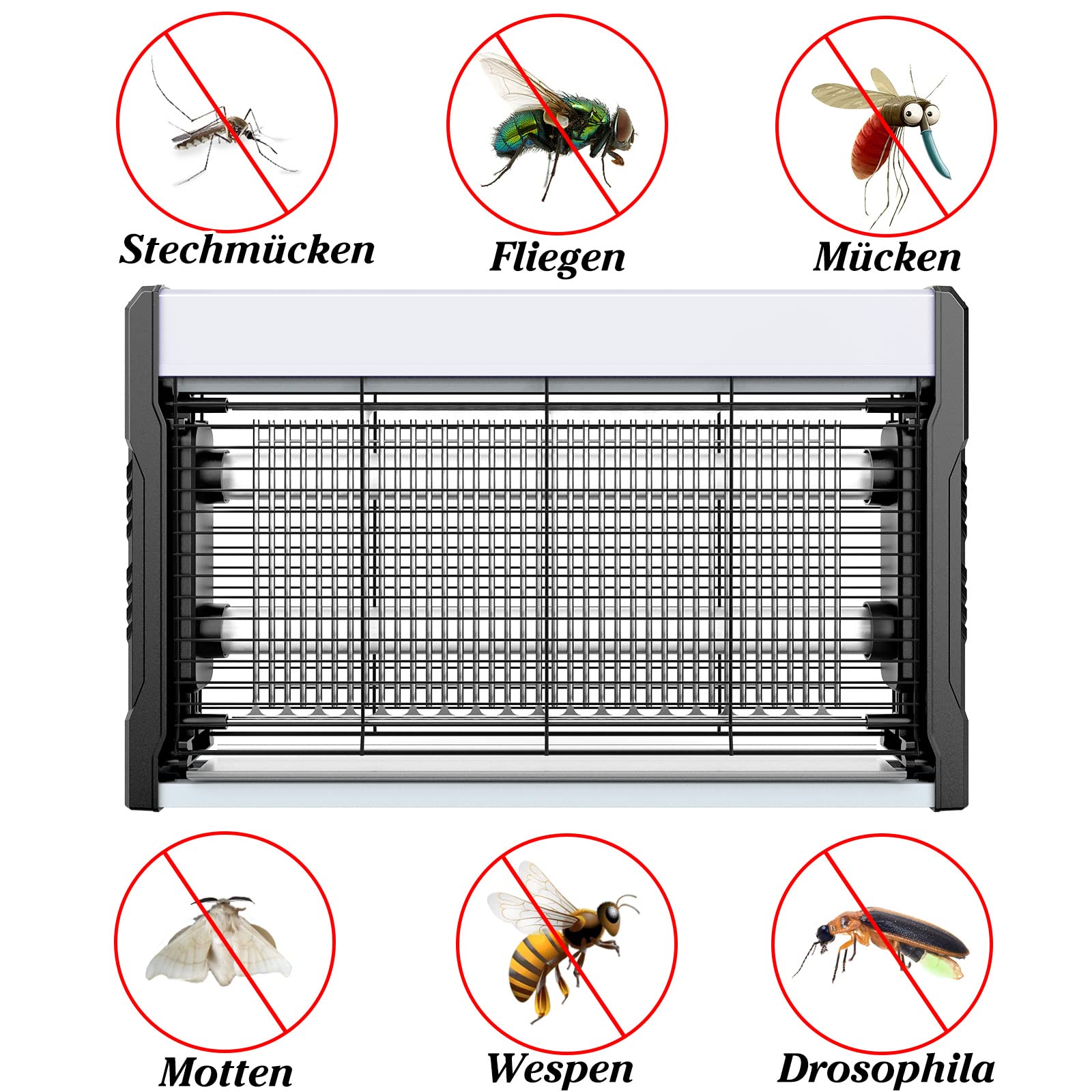Insektenvernichter Elektrischer USB, 3200V UV Mückenlampe Wandmontierter Bug Zapper mit Kabel, Insektenlampe Elektrische Fliegenfalle Mückenfalle Fliegenfänger Insektenfalle für Innen Außen