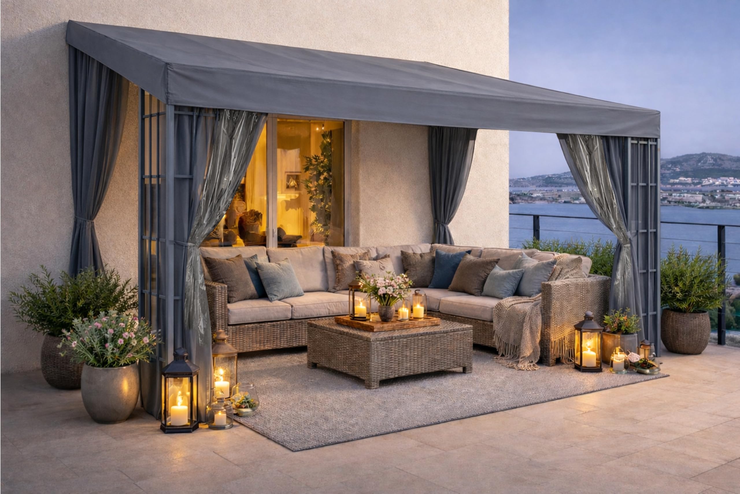 QUICK STAR Toit de Remplacement pour Tente Murale Pergola 3x4m Anthracite