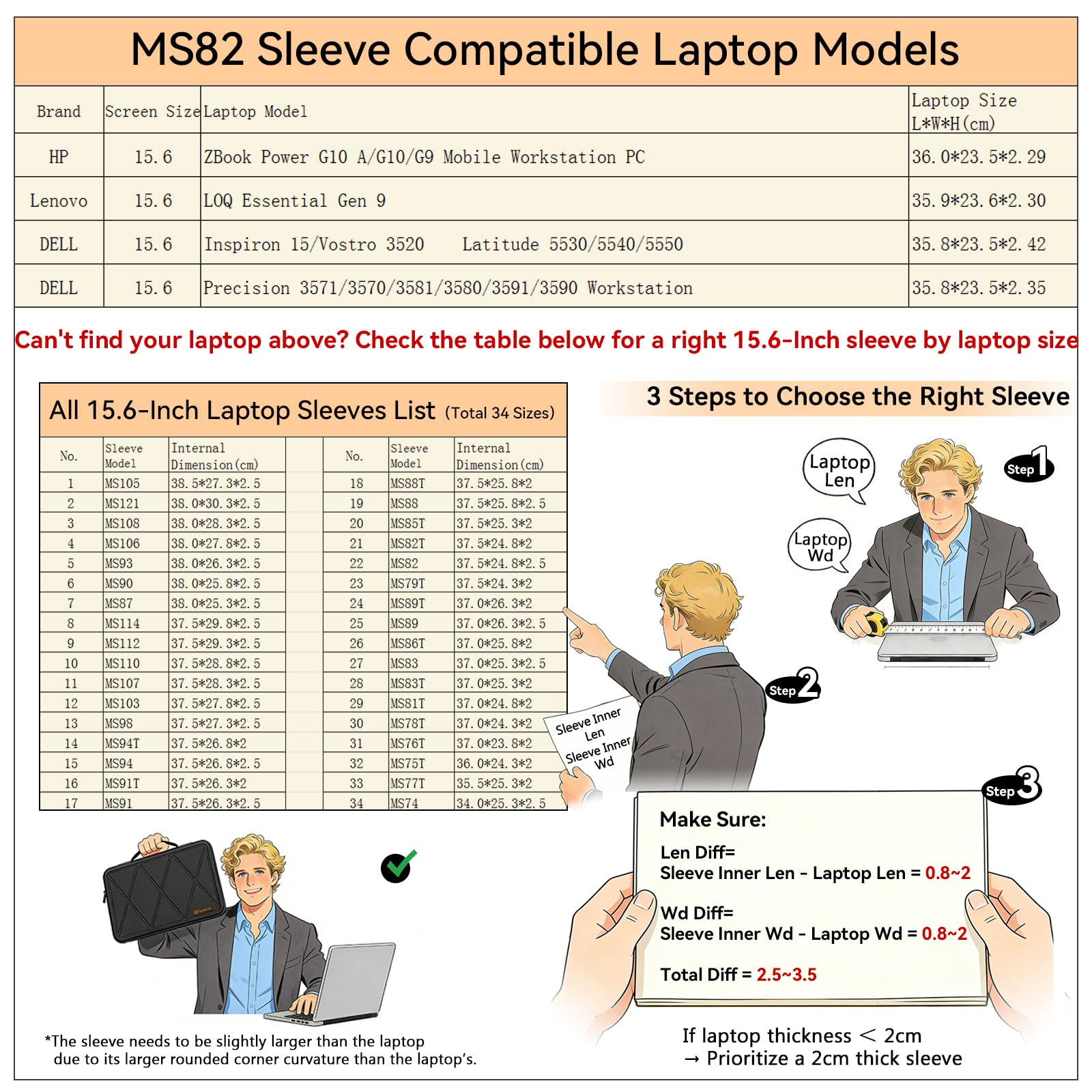 Smatree MS82 Protección rígida 15,6 Pulgadas Funda para portátil Compatible con Lenovo LOQ Essential Gen 9, para HP ZBook Power G10/G9, DELL Inspiron 15/Latitude/Precision/Vostro 3520