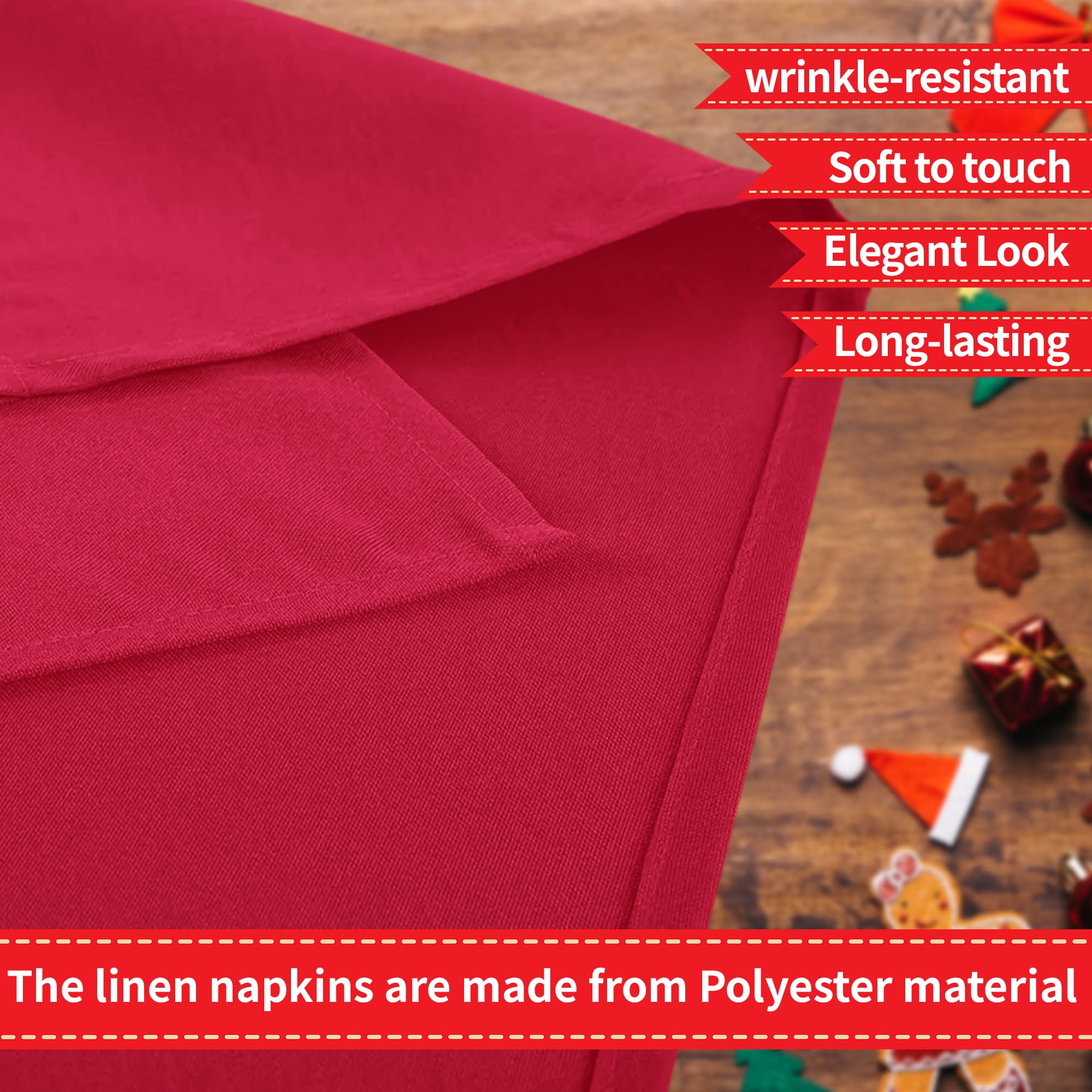 WedDecor Polyester Table Serviette - Rouge, 20 inch