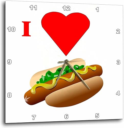 3dRose dpp_60644_3 I Love Hot Dogs - Reloj de pared, 15 x 15 pulgadas