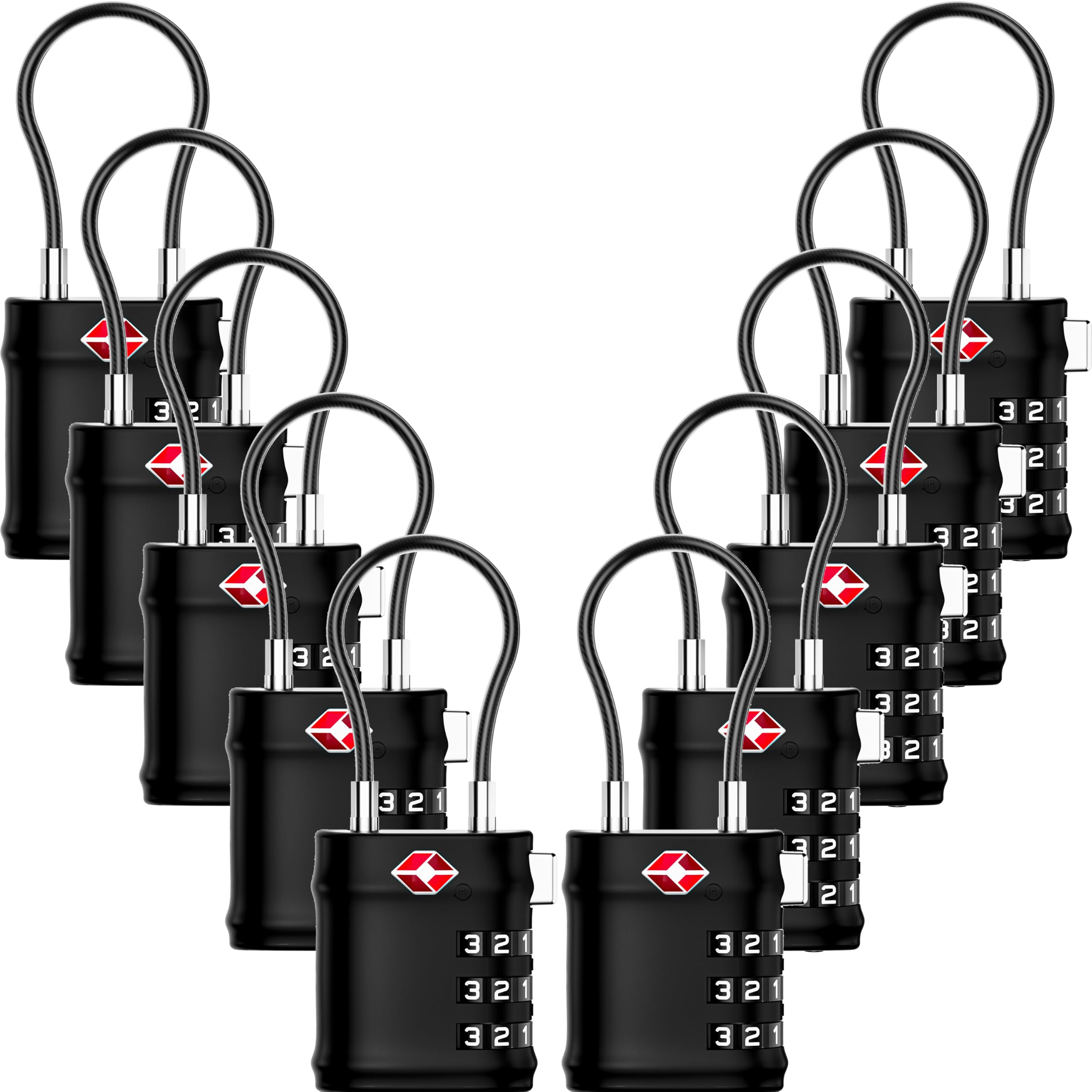 LUGGEX TSA Locks for Luggage, Luggage Locks TSA Approved, Black, 10