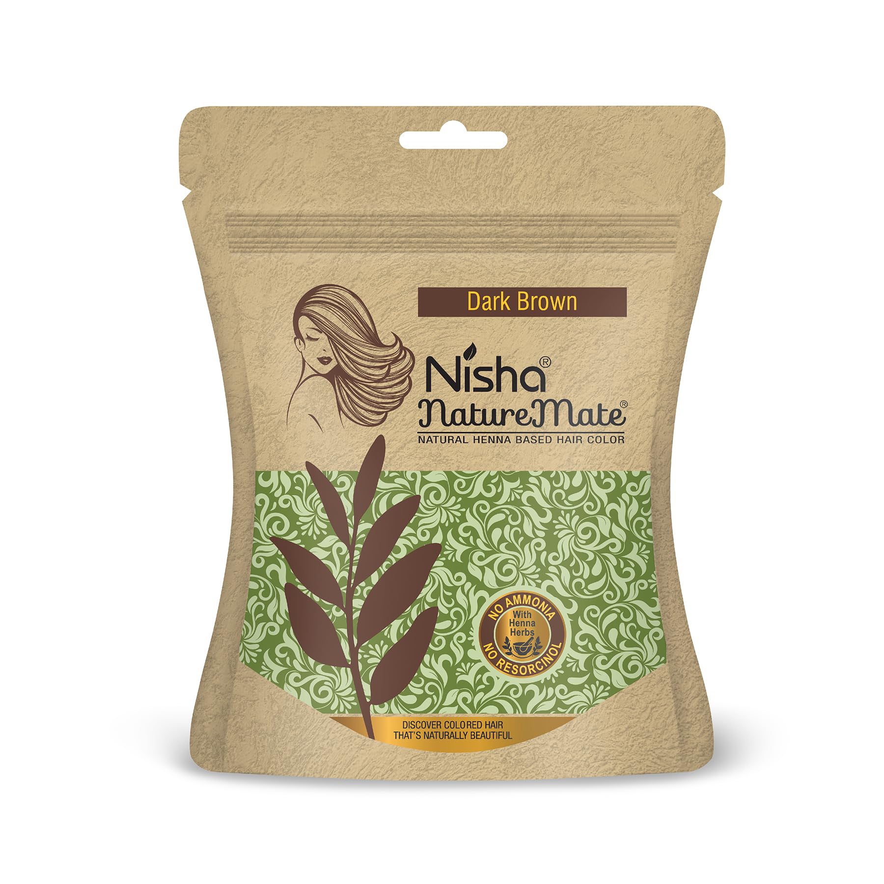Nisha Hair Colour for Women - Dark Brown | 100% Pure Henna-Based Powder | Long-Lasting Herbal Formula | Reduces Hair Fall & Damage | Ammonia-Free 45g Zipper Pouch-image-44