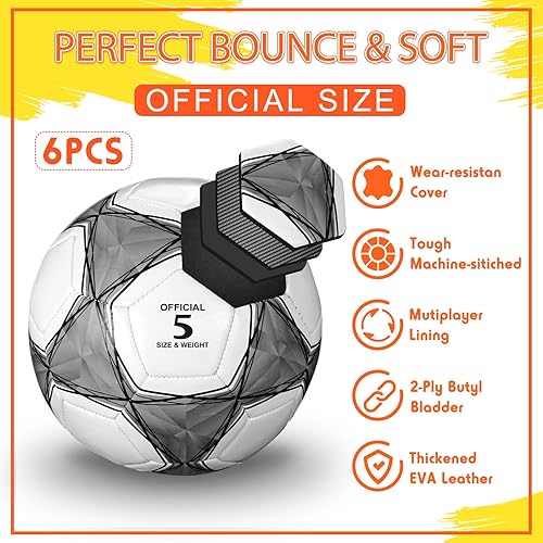 Miniatura 3 de 6 pelotas de fútbol a granel con bomba, tamaño oficial 3, tamaño 4, tamaño 5, pelota de fútbol deportiva exterior cosida a máquina para práctica de