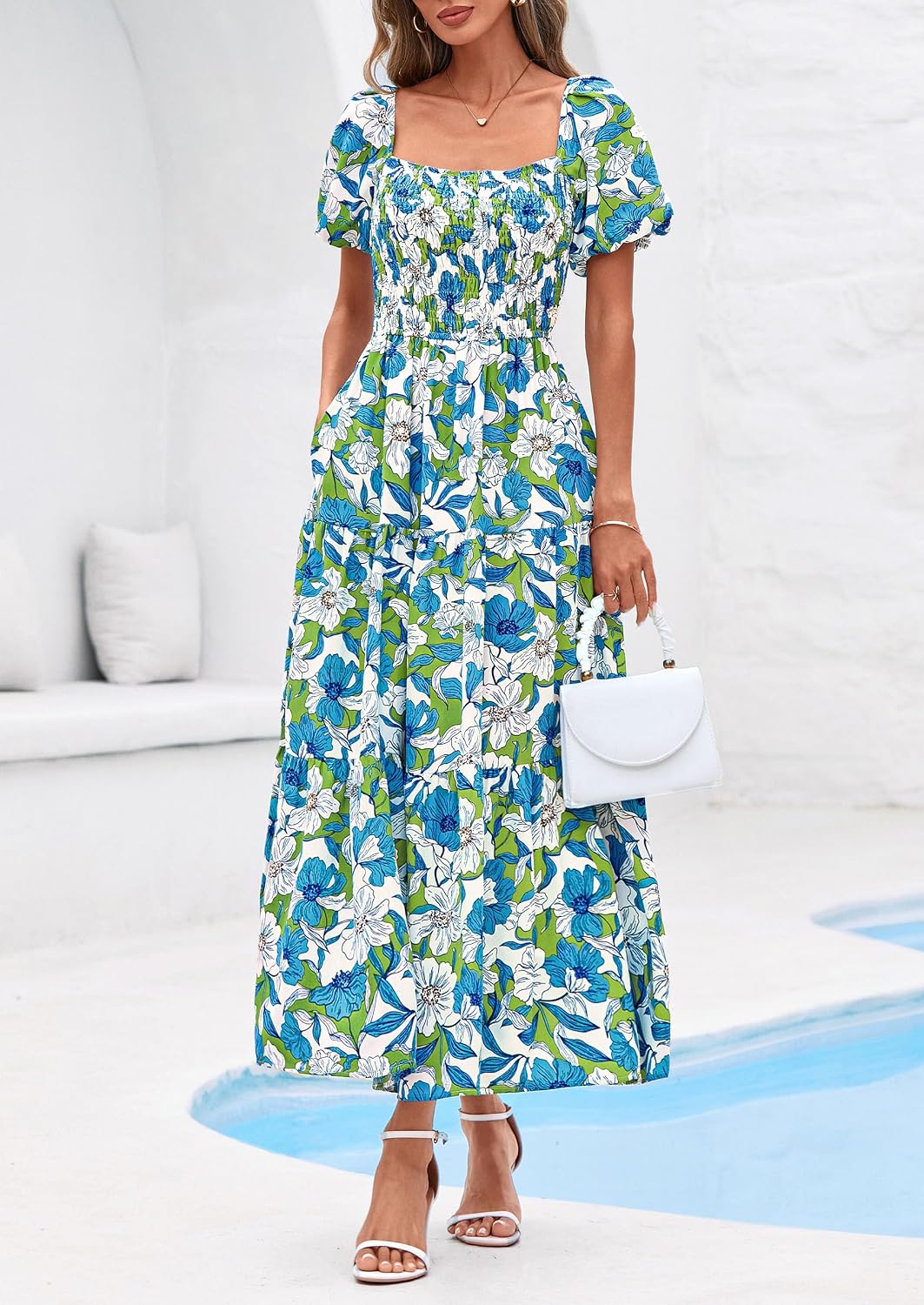 PRETTYGARDEN Womens Puff Short Sleeve Maxi Dress image 3