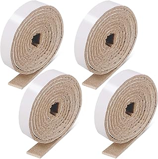 1/2 x 60 Inch Felt Strips with Adhesive Backing Felt Tapes Felt Strip Rolls Furniture Self-Stick Heavy Duty Polyester for Protecting Furniture and DIY Adhesive (Beige, 4 Rolls)